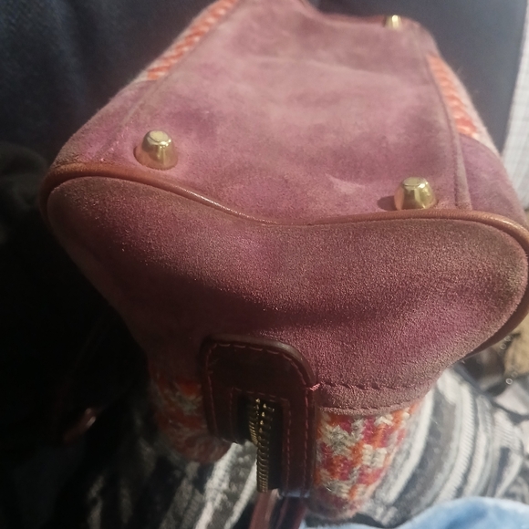 Coach Burgundy and Multicolor Houndstooth Shoulder Bag - Picture 5 of 6